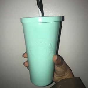 Mint green Starbucks cup